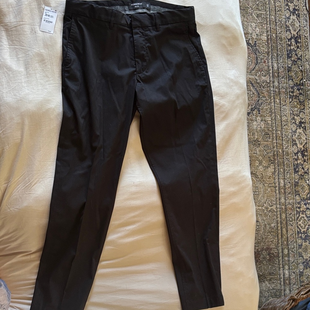 Nordstrom Men's Black Dress Pants - Tailored Straight Fit
